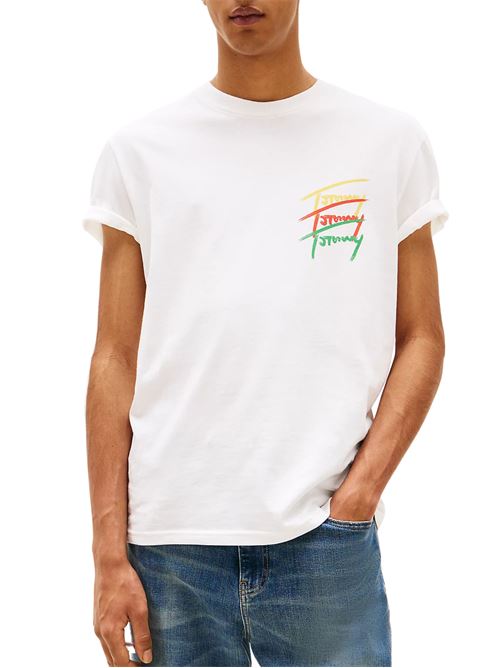 T-shirt uomo bianca in cotone Tommy Jeans | DM0DM20771YBL